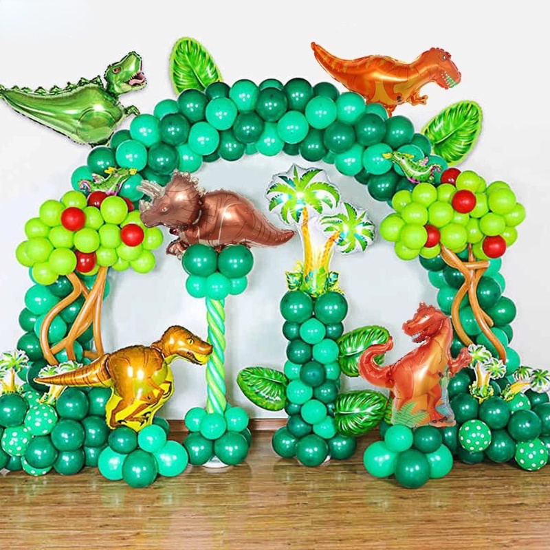 113pcs / Set Balon Bentuk Dinosaurus Daun Palem Untuk Dekorasi Pesta Ulang Tahun Anak