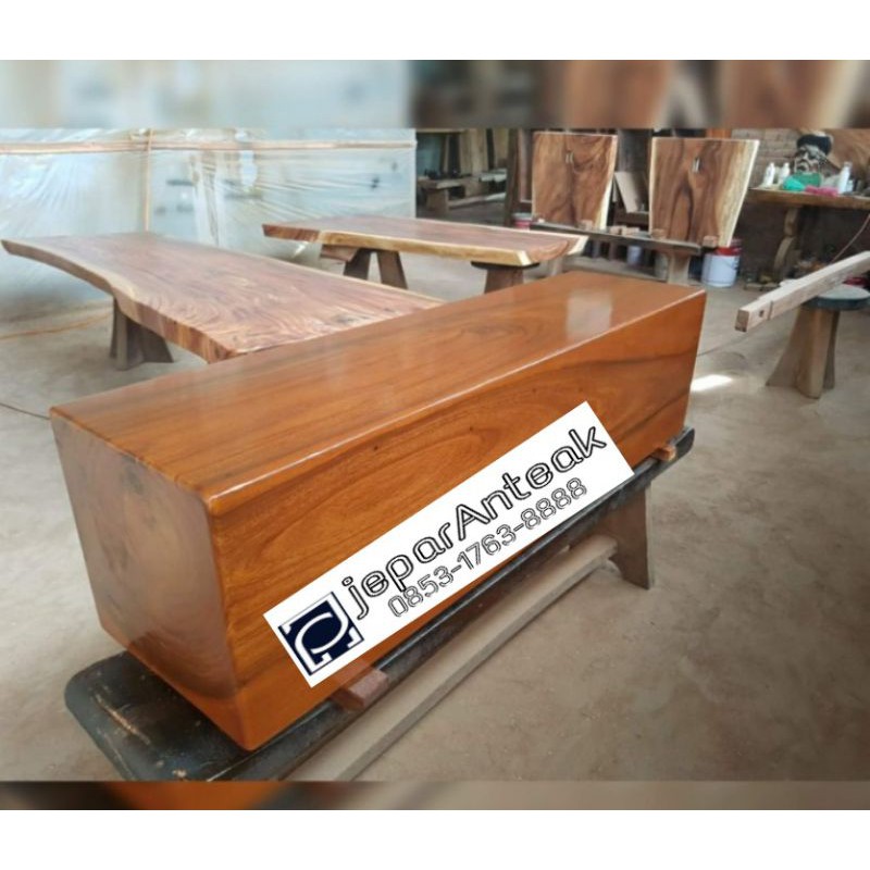 bench bangku balok kayu trembesi utuh
