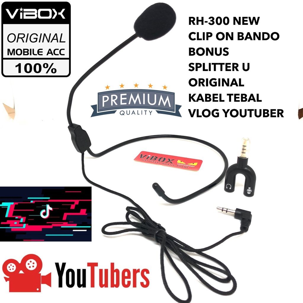 MINIGO MICROPHONE BANDO MIC CLIP ON + AUDIO SPLITTER U LIVE TIKTOKK YOUTUBER IG MIC CLIP ON OPERATOR