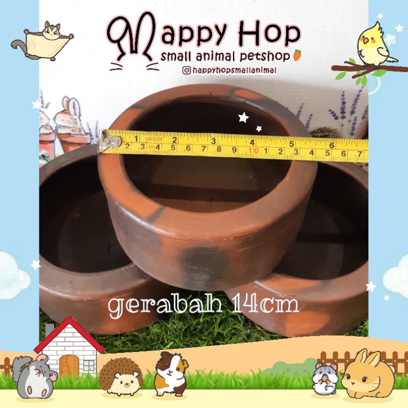 Gerabah tempat pakan hewan kelinci marmut 14 cm