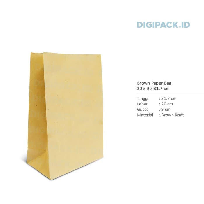 

TERBARU [Digipack] Brown Paper Bag 20 x 9 x 31.7 | Kantong Kertas Roti Snack