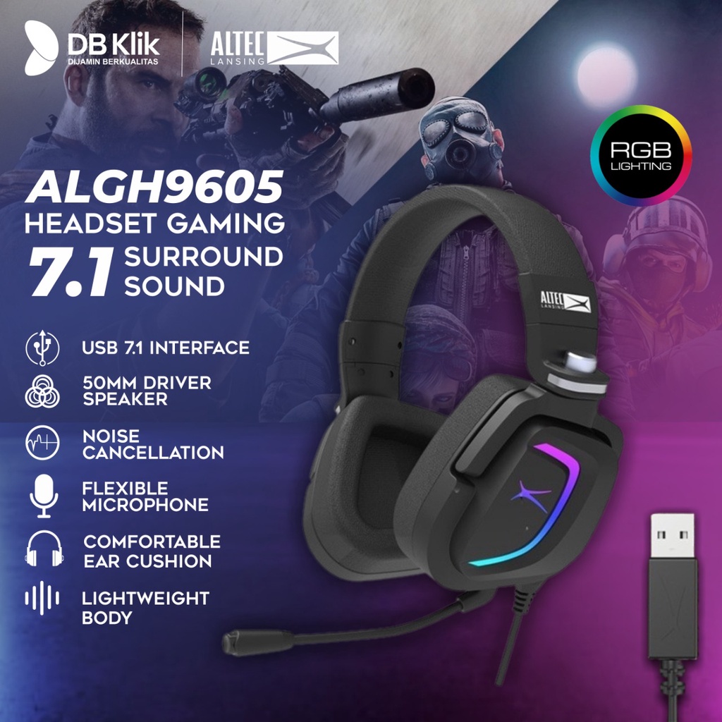 Headset Gaming ALTEC LANSING ALGH-9605 7.1 Surround Sound Wired RGB