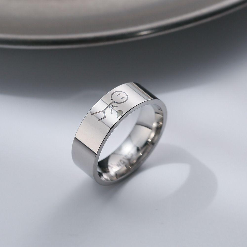 Lily Cincin Baja Titanium Pesta Tunangan Fashion Perhiasan Pernikahan Gadis Romantis Pasangan Ring