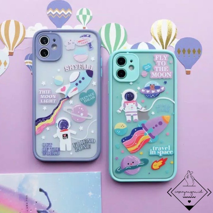 Case Hybrid Astronaut Iphone,6 6s Plus 7 8 SE X XS XR 11 Pro Max,Cute - Ast1. Minty Ast2. Lavender