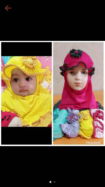 Jilbab Anak Bayi TOPI LIST POLKA 0-3 Tahun Hijab Instan Anak Perempuan Kerudung Anak Lucu Terbaru