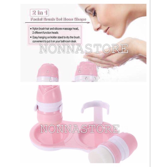 2 in 1 Facial Cleansing Pore Brush Set Rose Shape