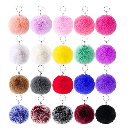 Pom Pom Keychain Bola bulu Gantungan kunci Tas BONEKA PomPom Sovenir