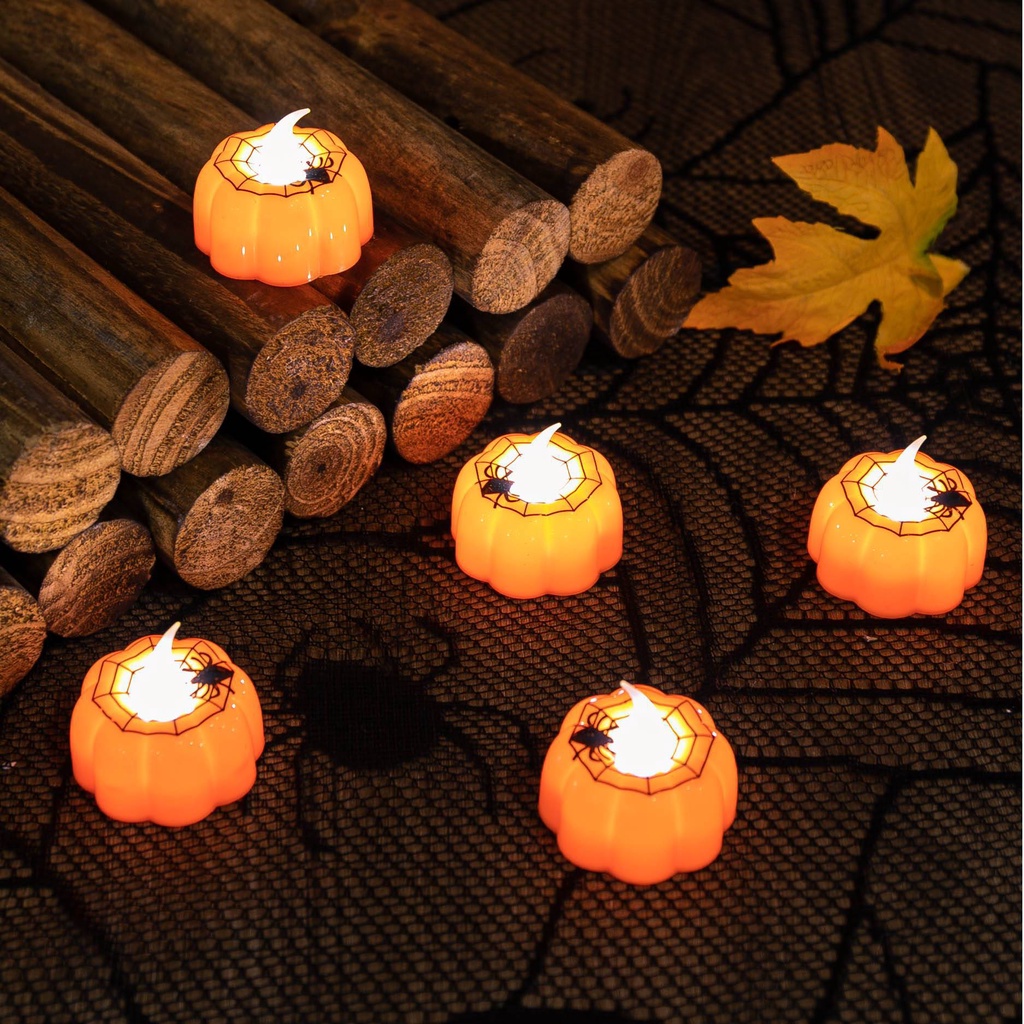 Lampu Lilin Led Bentuk Labu Tengkorak Untuk Dekorasi Pesta Halloween