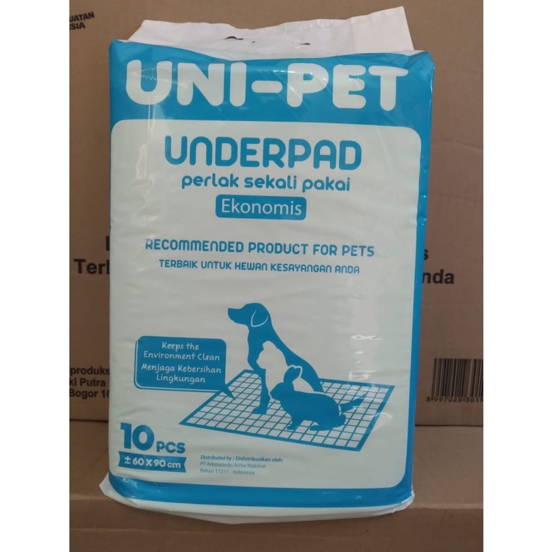 UNI-PET UNDERPAD  Perlak Alas Pipis BAB Hewan Anjing Kucing Kelinci Hamster Reptil 1 bag isi 10 pcs