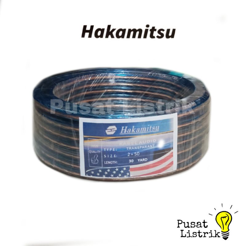 Kabel Listrik Transparan Serabut 2x50 30yard Per Roll Hakamitsu