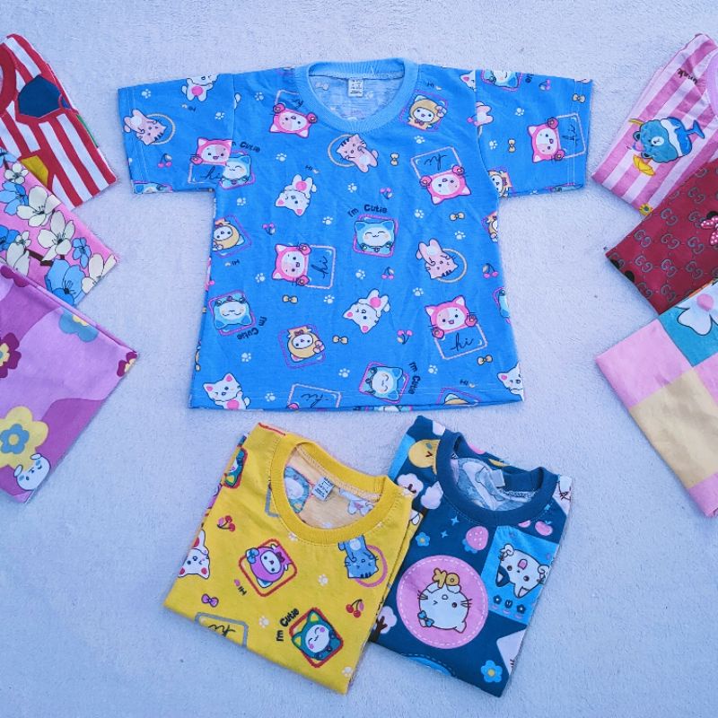 Kaos anak perempuan 1 2 3 4 5 6 7 8 9 tahun baju harian anak cewek pakaian anak karakter kartun lucu Grobogan Jateng ( kaos HARIAN PRC )