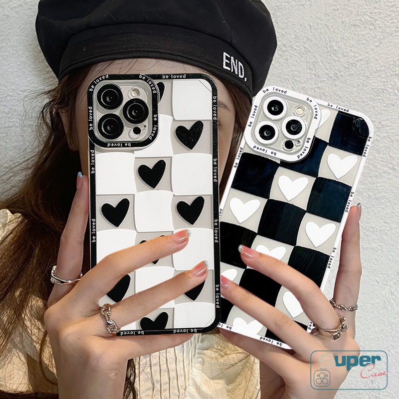 Casing Infinix Note 11 12 10 Pro Infinix Hot 12i 11s NFC 10Lite 8 10 9 12 11 Play Smart 5 6 4 Play Plus Fashion Love Heart Soft Tpu Couple Shockproof Plaid Back Full Cover