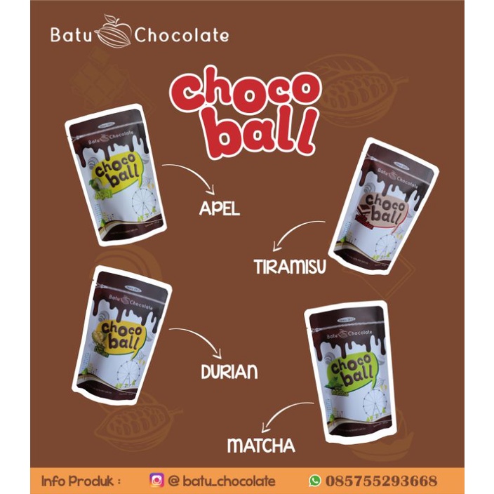 Batu Chocolate -  Chocoball Durian - Oleh Oleh Khas Malang Batu - cokelat enak, camilan yang lagi hits