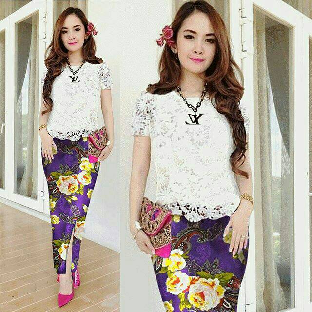 SET KB SLITAYU FLOW UNGU-BIRU / SETELAN KEBAYA MODERN / BAJU MODIST WANITA