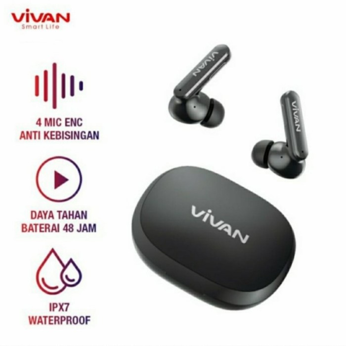 TWS VIVAN Earphones Headset TWS T600NC Bluetooth 5.2 Waterproof IPX7