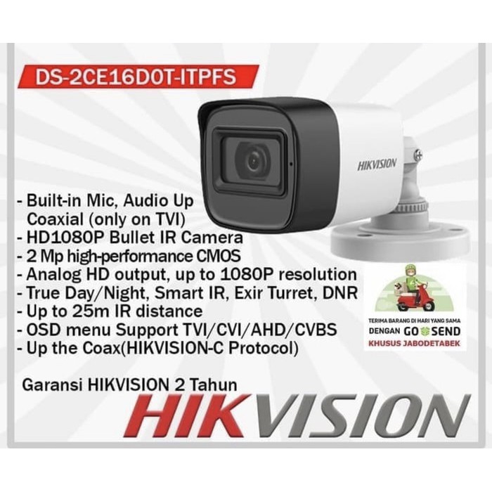 Camera 2mp with audio hikvision ds-2ce16dot-itpfs