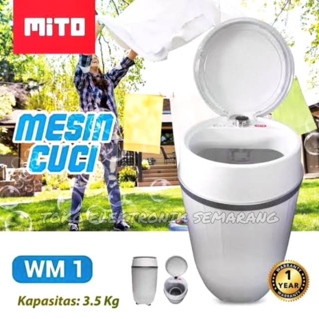 MESIN CUCI MINI PORTABLE PORTABEL MITO WM1 KAPASITAS 3.5KG 170WATT WASHING MACHINE WM 1