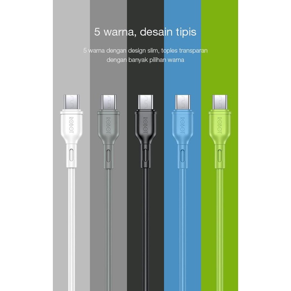 promo Robot Kabel Data RBM100S Data Cable Micro USB 100cm Fast Charging 2A Original Resmi (1toples 20pcs)