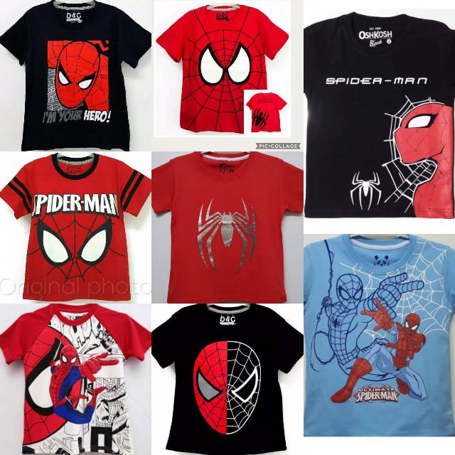 RESTOCK Kaos  SPIDERMAN  Anak  Laki Laki 1 2 3 4 5 6 Tahun 