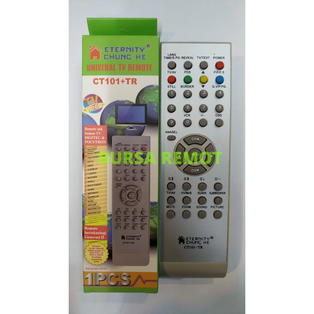 Remot / Remote Multi TV Tabung Slim Flat POLYTRON CT101+TR / ECER DAN GROSIR