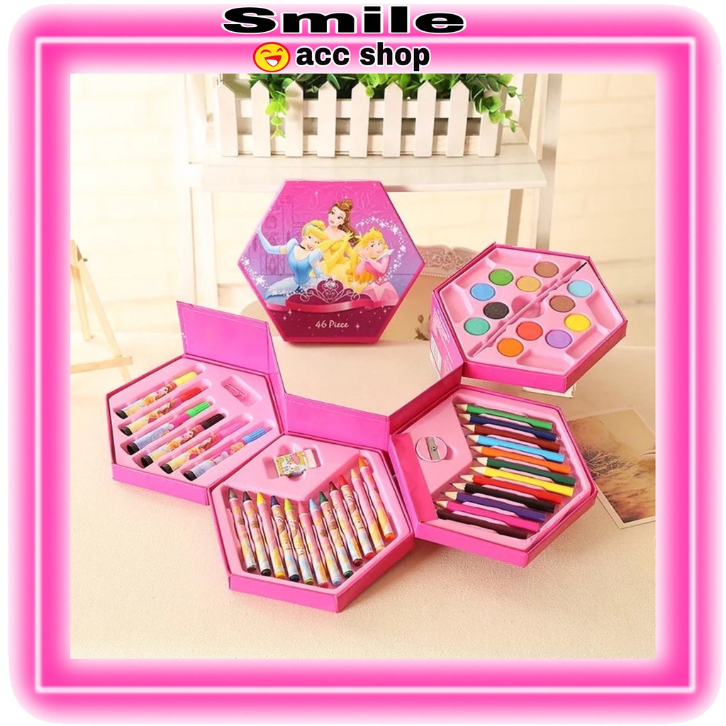 SMILE CRAYON 46 SET PENSILWARNA Pensil Cat  Warna  Alat 