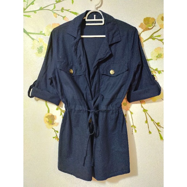 Outer Rompi Blazer Atasan Kerah Bahan tebal Kancing Hidup Lengan Panjang Skoder Pinggang Ikat Tali S