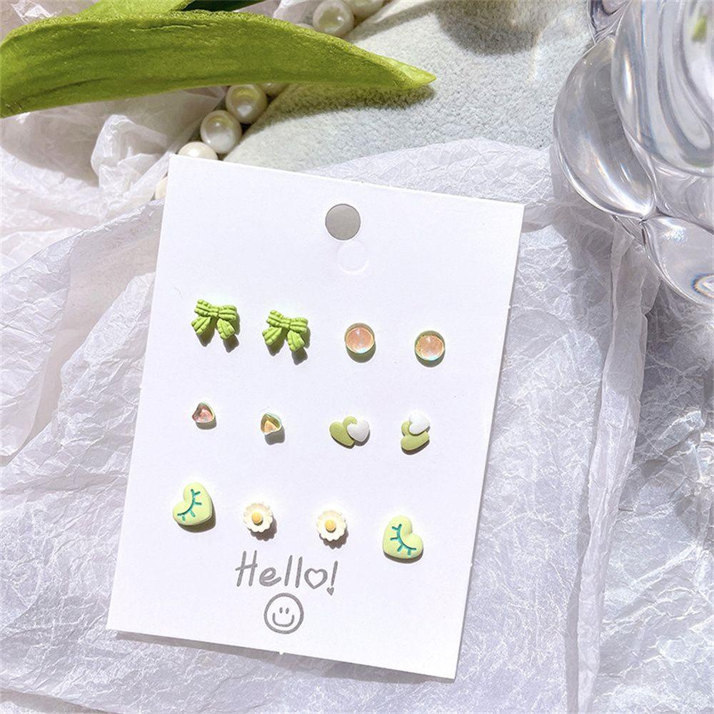 Lily Anting Geometris Wanita Korea Cantik Aksesoris Kecil Lucu 6pasang/set Anting Kecil