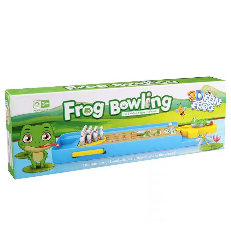 Mainan Interaktif Bowling Mini 3D Bentuk Katak Untuk Anak