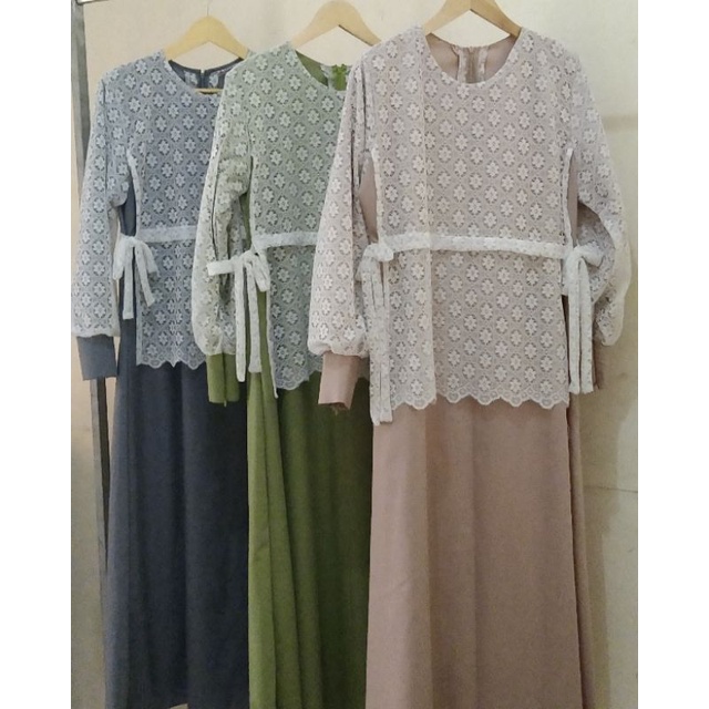 Gamis Pesta variasi brokat/brukat/broklat  Kekinian bahan adem