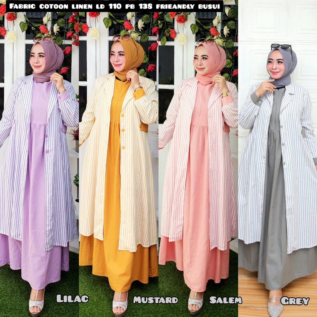 GAMIS PREMIUM SET CARDIGAN BAHAN KATUN