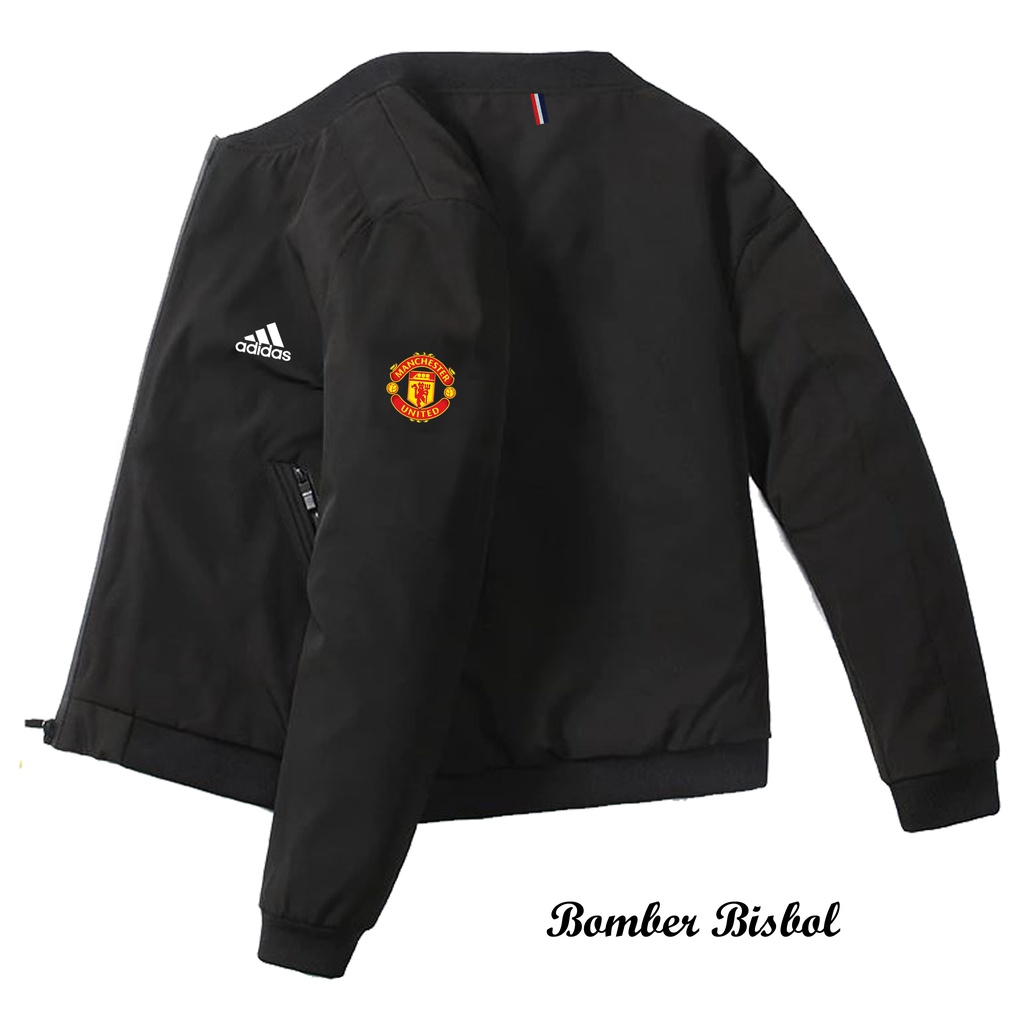 Jaket Bisbol Varsity Logo Manchester United Terbaru / Jaket Bomber Bisbol Tebal Pria / Jaket Parasut