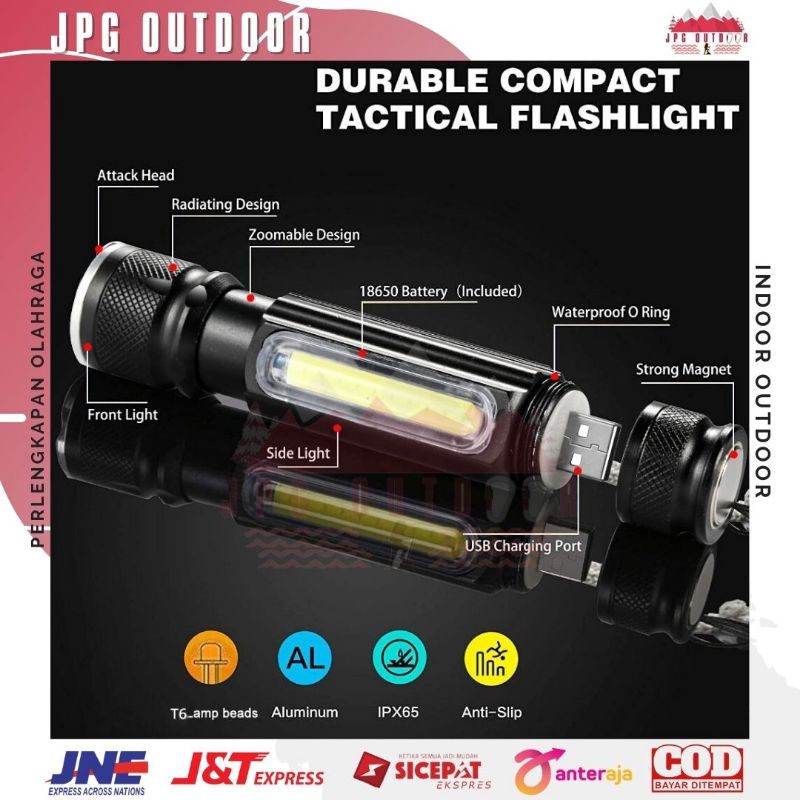 Lampu Senter LED Lentera Emergency USB Rechargeable Cree COB 2300 Lumens