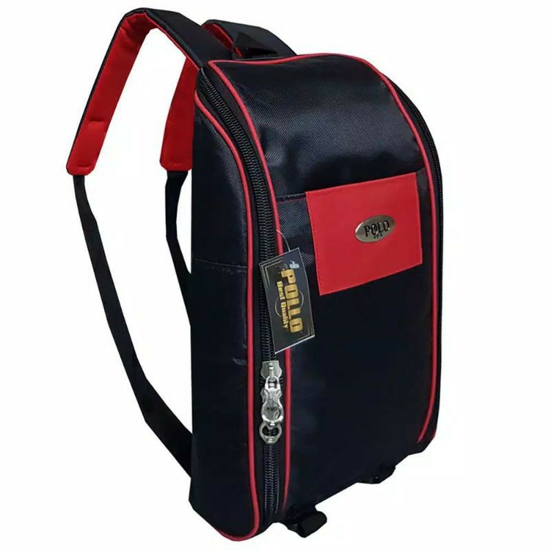 Backpack POLO  Desain Polo Tabung Tas Pria Tas Ransel Pria Tas Tabung Tas Kerja Tas Ransel Laptop Tas POLO Tas Ransel POLO PL 0080 - RED + Raincover