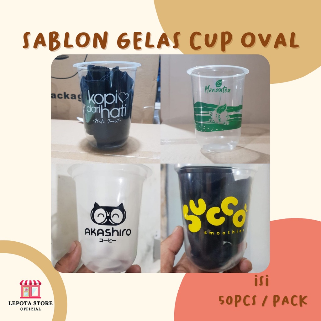 (TERMURAH) SABLON CUP GELAS OVAL 12OZ 6GRAM 14OZ 16OZ 7GRAM 18OZ 8GRAM 22OZ 10GRAM