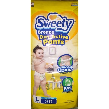 DIAPERS POPOK BAYI SWEETY BRONZE ACTIVE DRY PANTS Ukuran L 30