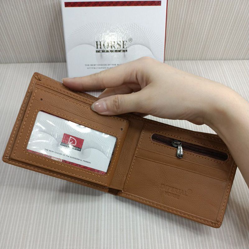 Dompet lipat Imperial Horse kulit asli polos 088#