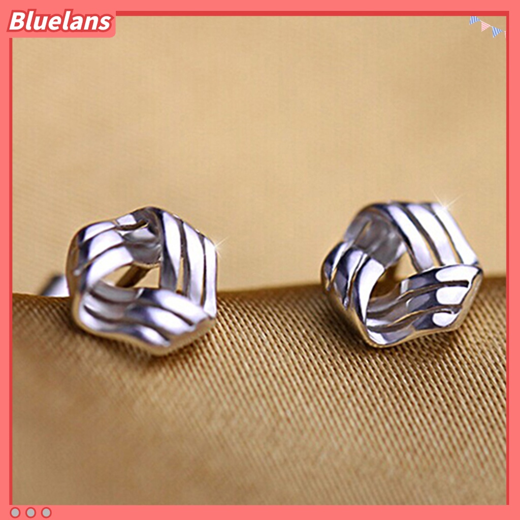 Bluelans Anting Stud Bentuk Segitiga Geometris Warna Silver Untuk Wanita