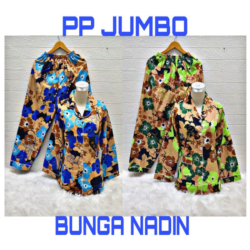 Trijaya . piyama PP jumbo wanita dewasa motif / baju tidur lengan panjang katun eropa