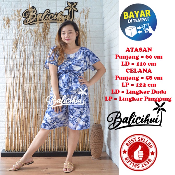 Balicihui Setelan Pendek Bali Piyama Tidur Bali Pakaian Santai Adem, Nyaman