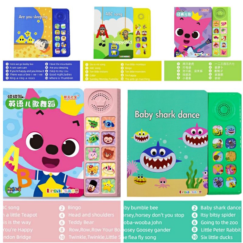 ready Original pinkfong sound book audio buku/favourite songs baby shark songs happychild