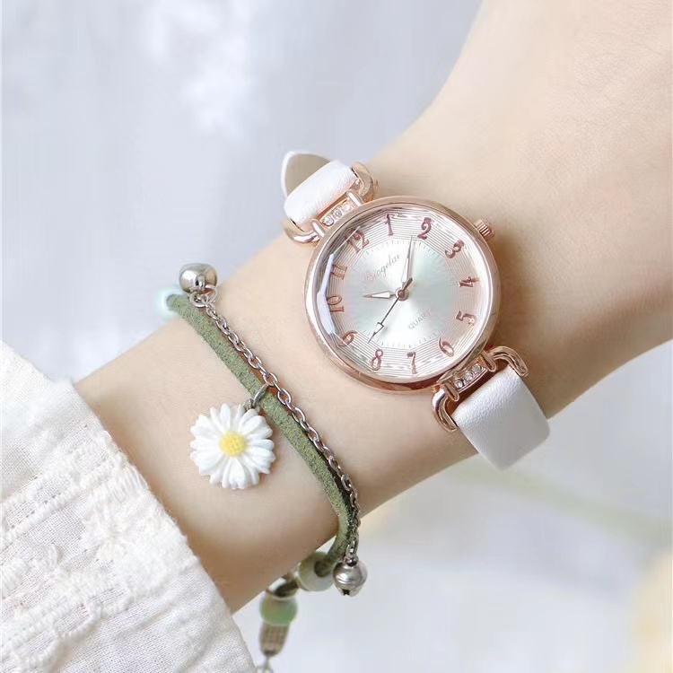 [Bayar Di Tempat] Jam Tangan Wanita Analog Quartz Strap Pu Leather Dial Bulat Korean Fashion