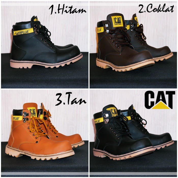 COD !! Sepatu Caterpillar Holton Sepatu Safety Boots Ujung Besi Fashion Pria Bikers Turing Outdoor M