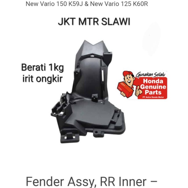 8010D-K59-A10 fender rr inner, fender rear inner, spakbor sambungan belakang, sambungan spkbor belakang kolong vario 150 &amp; vario 125 2015-2022 asli honda ori honda ahm