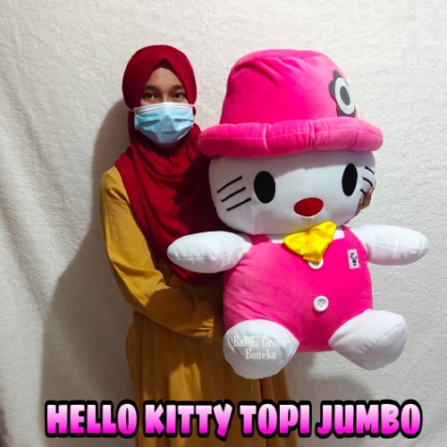 BONEKA HELLO KITTY TOPI DUDUK JUMBO BAHAN VELBOA