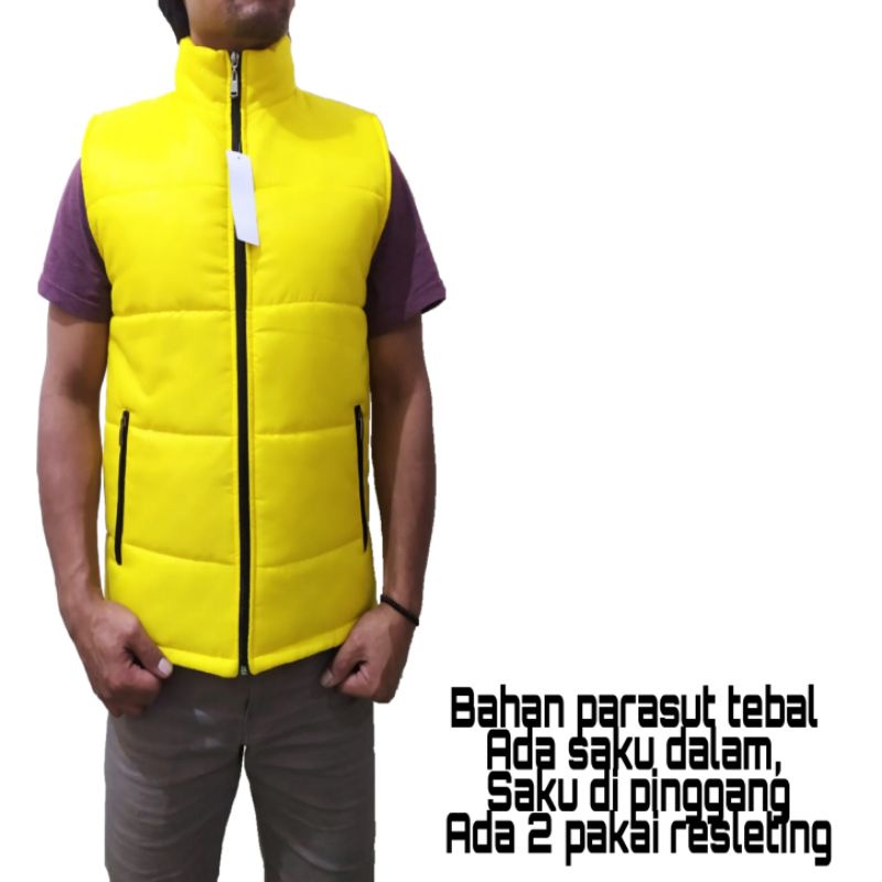 jaket rompi parasut pria motor body protector kerah yellow