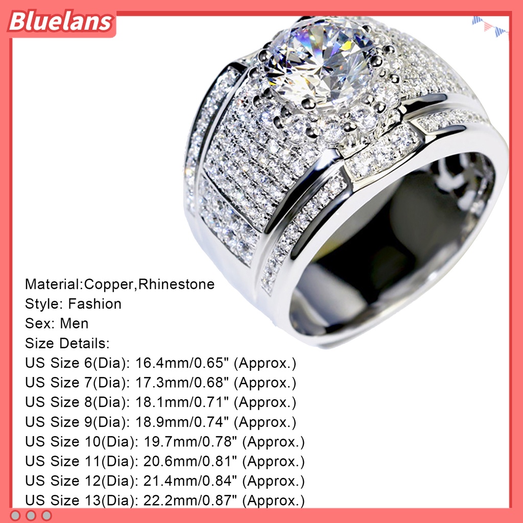 Cincin Lapis Silver Dengan Berlian Imitasi Untuk Pria