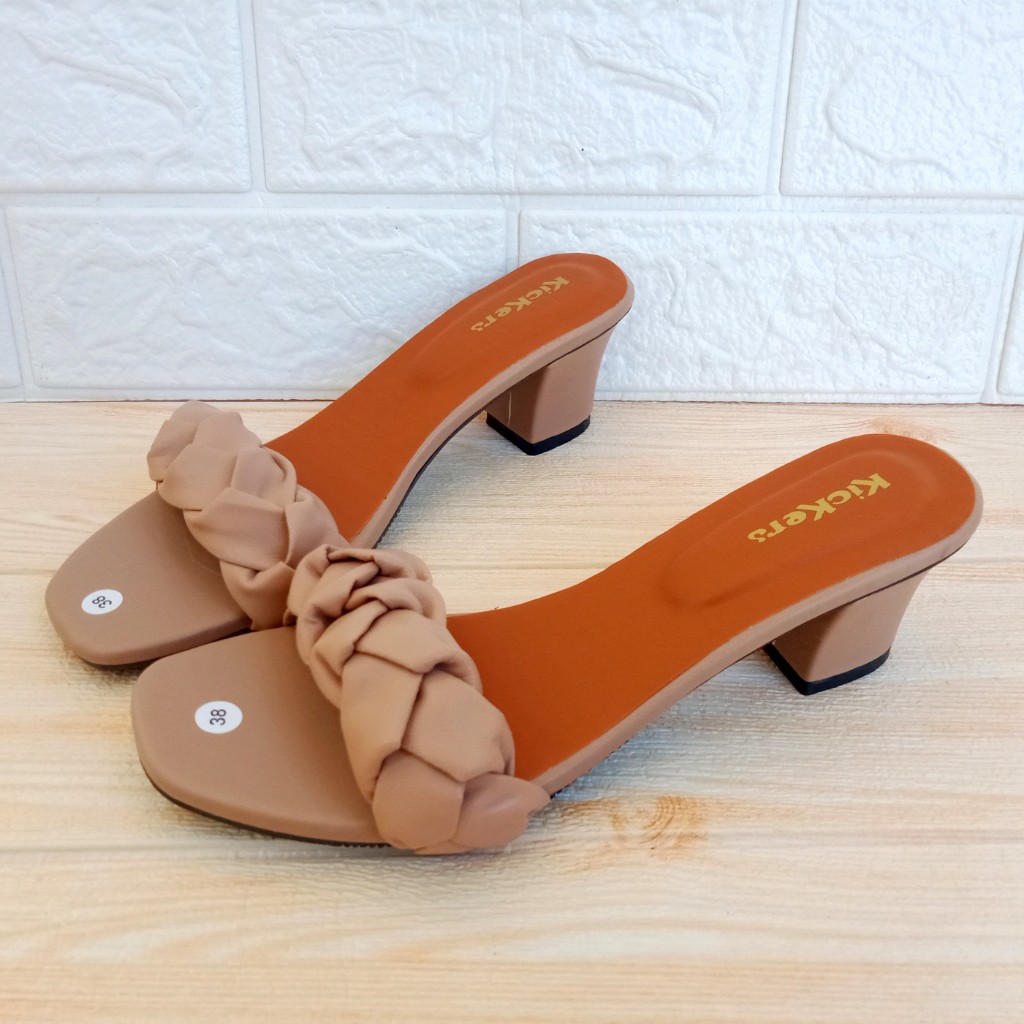 Kickers BDR H03 Sandal Wanita Heels Kepang Hak 5cm Size 37-40