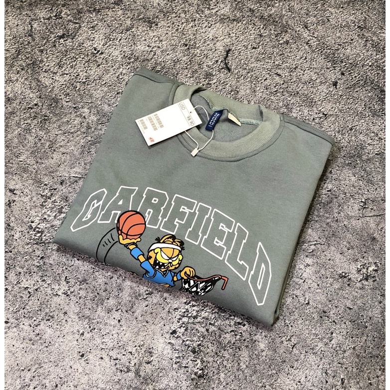 CREWNECK H&M GARFIELD - SWEATER H n M GARFIELD - GARFIELD SWEATSHIRT H&M MIRROR ORIGINAL 1:1