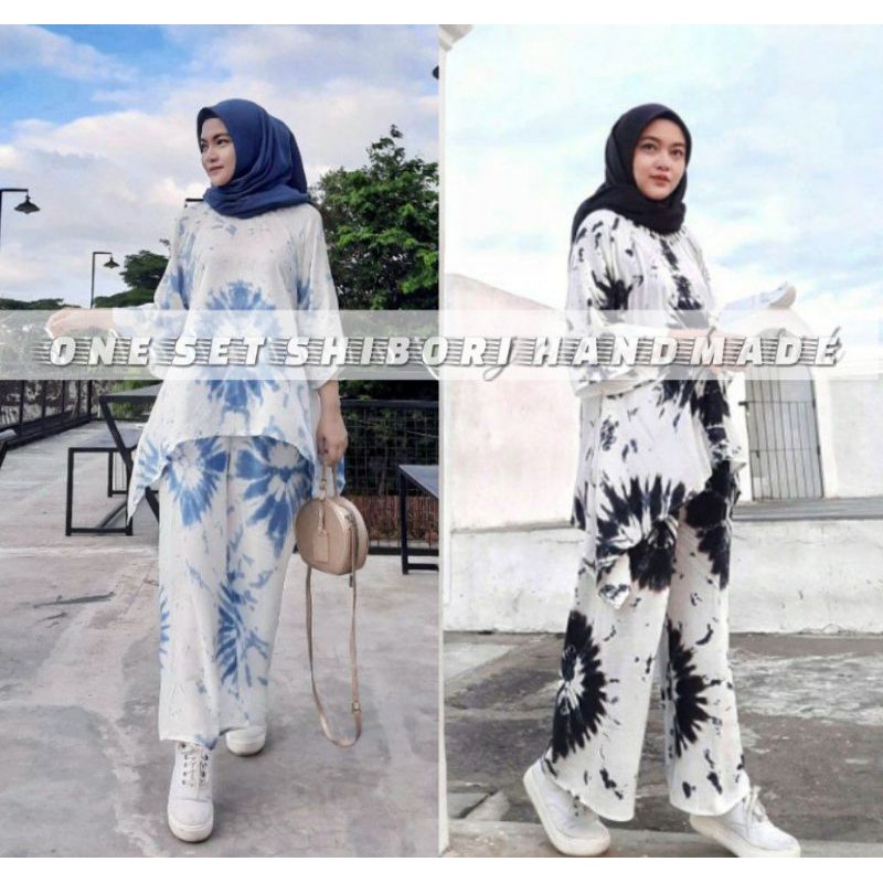 One set tie-dye shibori//baju wanita modern