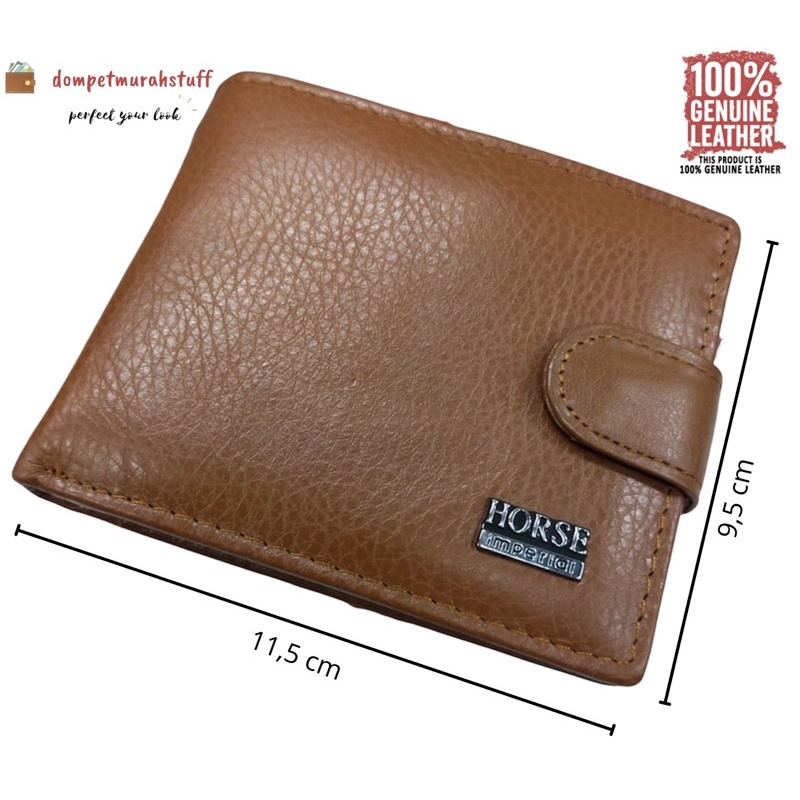 Dompet Kulit Asli. Dompet Pria Kulit. Dompet Imperial Horse Ukuran Standar Pakai Kancing Kode 023